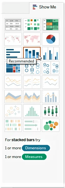 Tableau 'Show Me' chart options