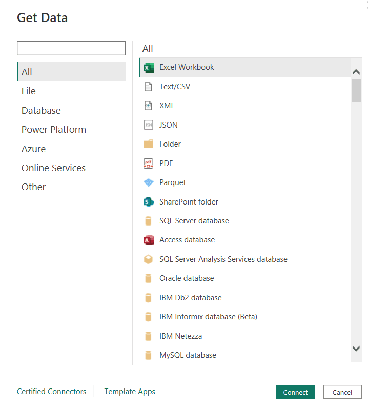 All Data Sources in Power BI