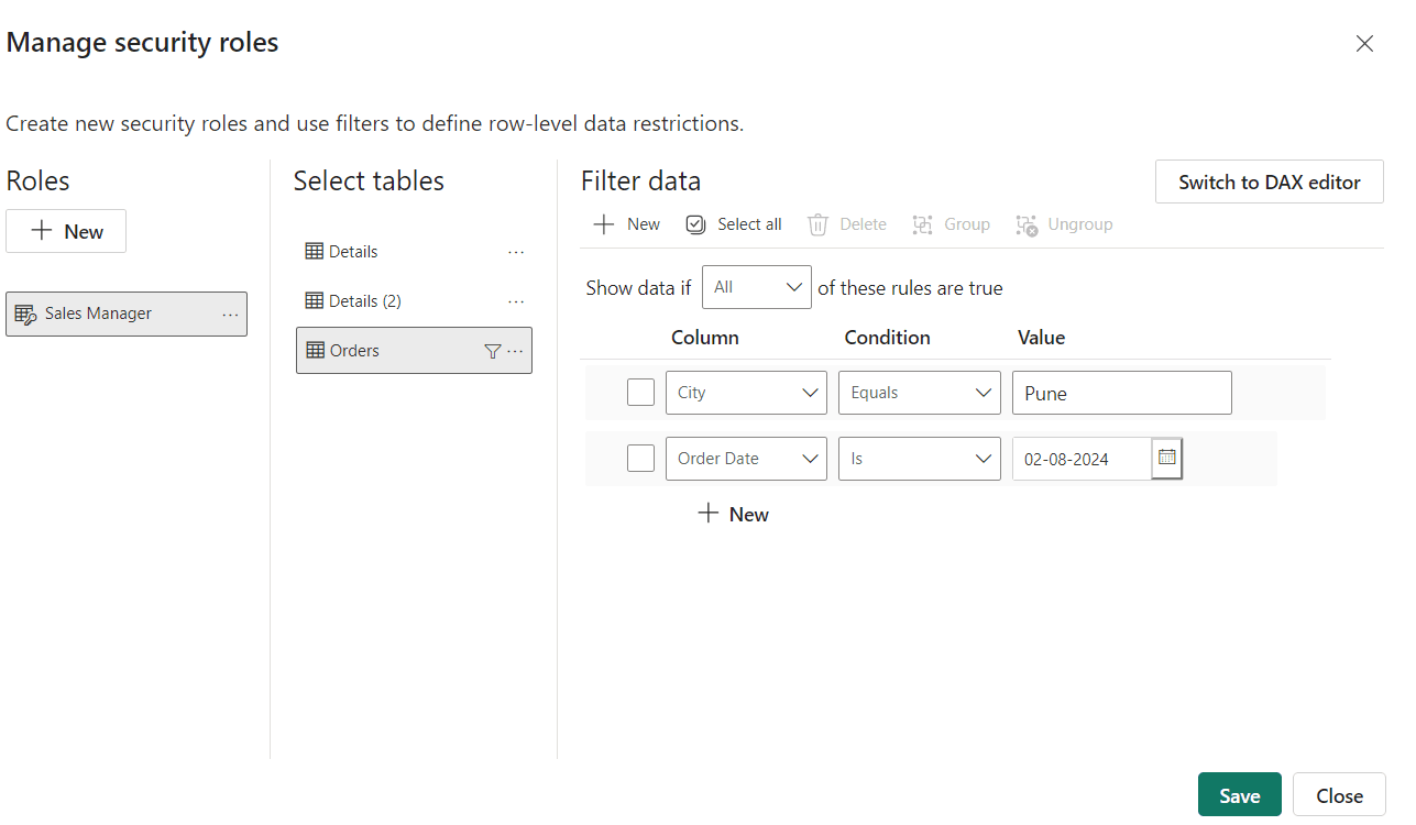 Filter data