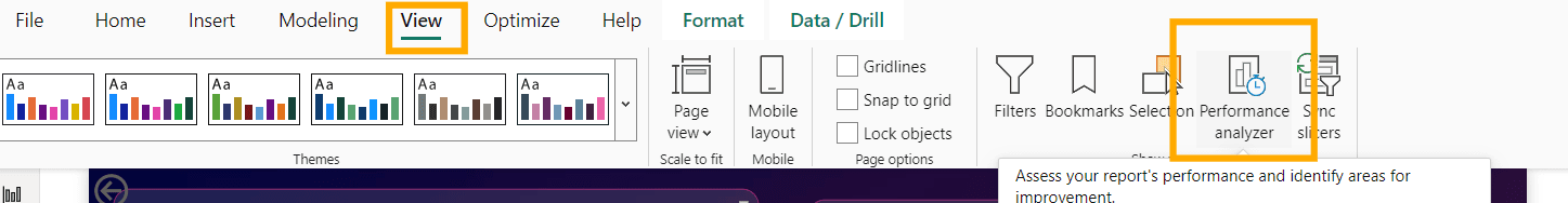 Performance Analyzer Button