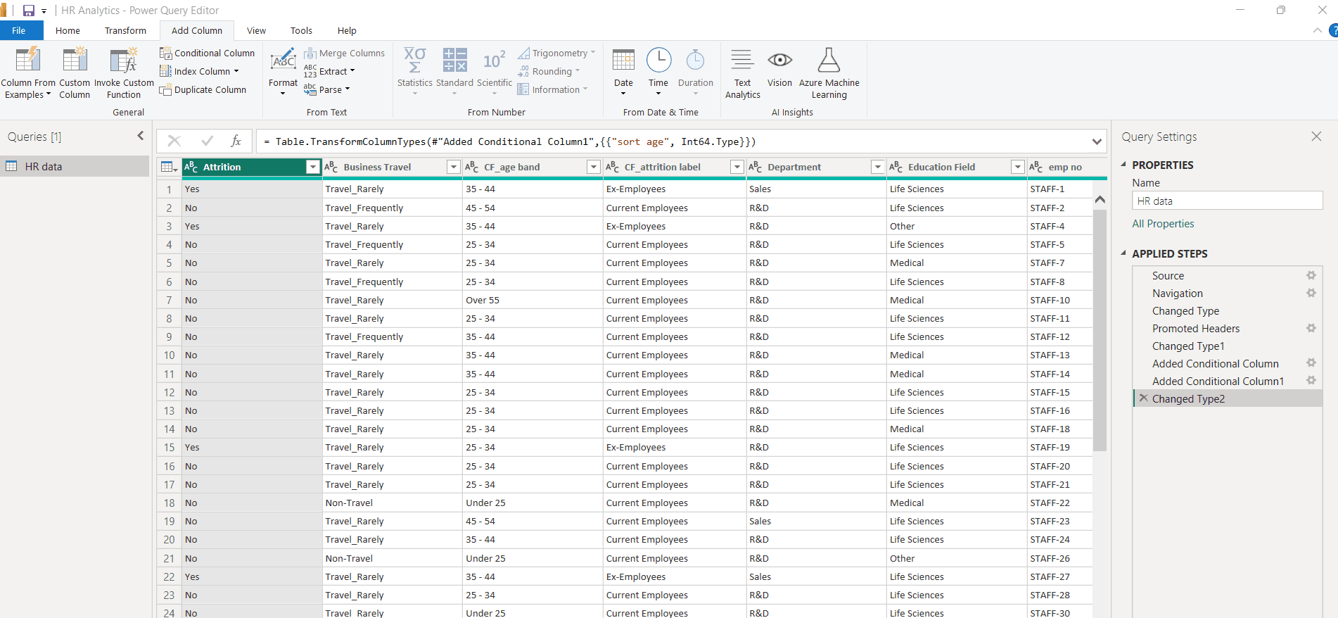 Power Query Editor Interface