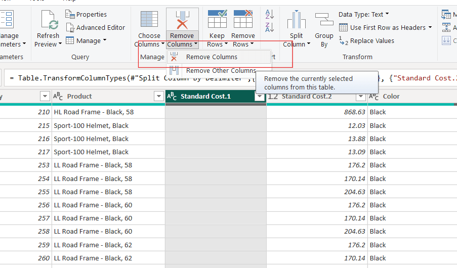 Remove Columns in Power BI