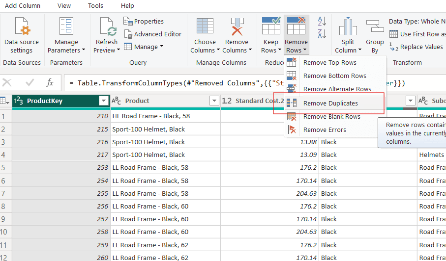 Remove Duplicates in Power BI