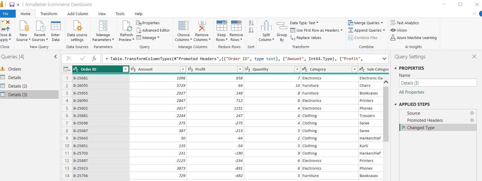 transform data